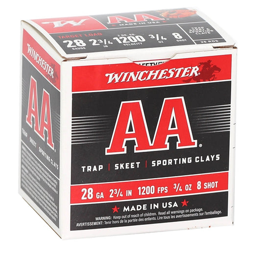 Winchester AA Target Loads 28 Gauge Ammo 2 3/4" 3/4oz. #8 Shot 250 Round Case