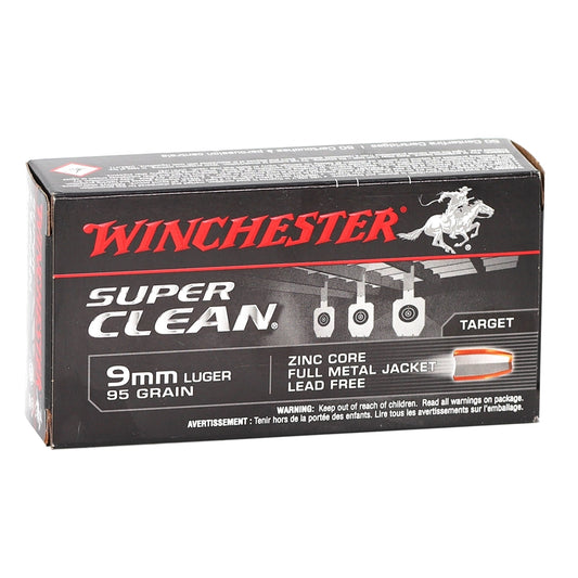 Winchester Ammo Super Clean 9mm Ammo Luger 95 Grain Full Metal Jacket