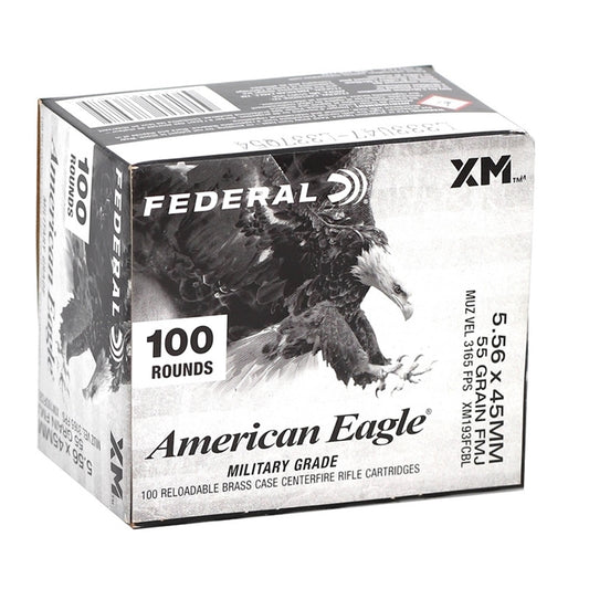 Federal American Eagle 5.56x45mm NATO XM193 Ammo 55 Grain Full Metal Jacket