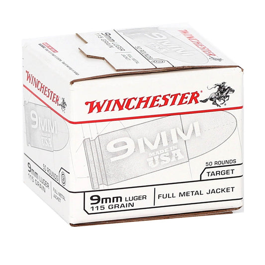 Winchester USA 9mm Luger Ammo 115 Grain Full Metal Jacket