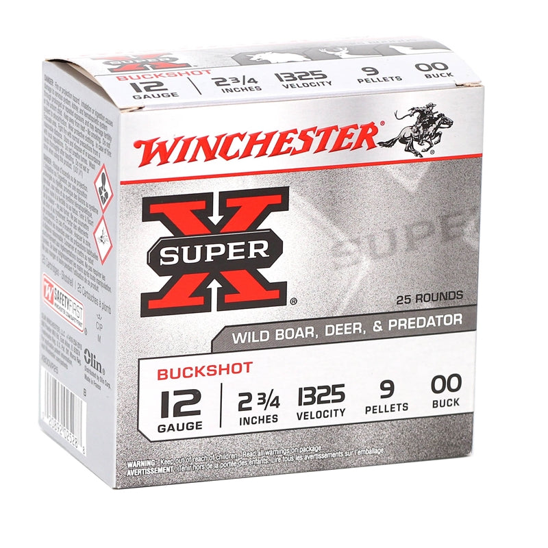 Winchester Super Target 12 Gauge  Ammo 2 3/4" 9 Pellet 00 Buckshot