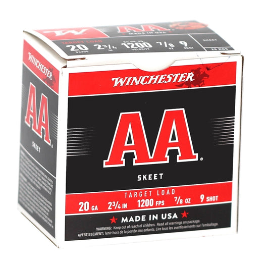 Winchester AA Target Loads 20 Gauge Ammo 2 3/4" 7/8oz. #9 Shot