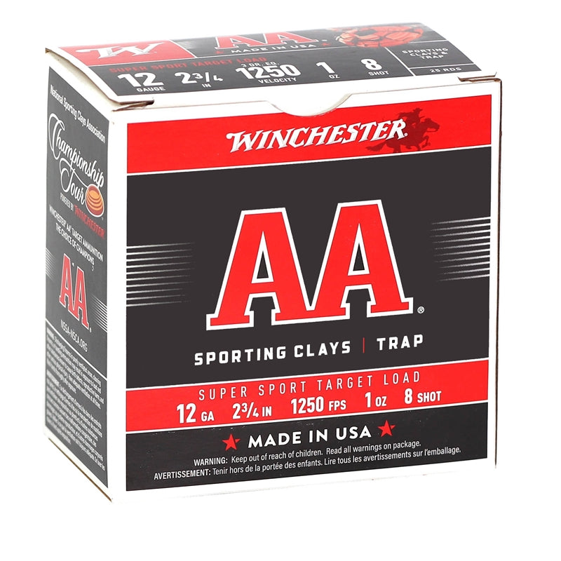 Winchester USA AA Super Sport 12 Gauge Ammo 2 3/4" 1oz. #8 Lead Shot 250 Round Case