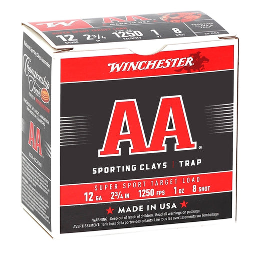 Winchester USA AA Super Sport 12 Gauge Ammo 2 3/4" 1oz. #8 Lead Shot 250 Round Case