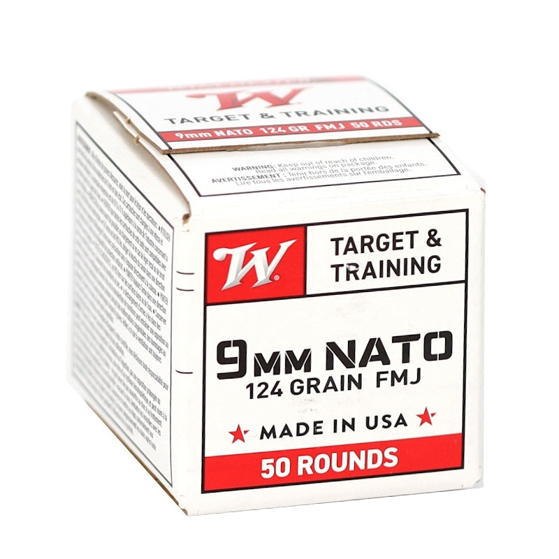 Winchester USA 9mm NATO Ammo 124 Grain Full Metal Jacket