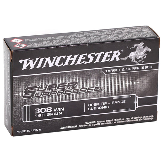 Winchester Super Suppressed 308 Winchester Ammo 168 Grain Open Tip