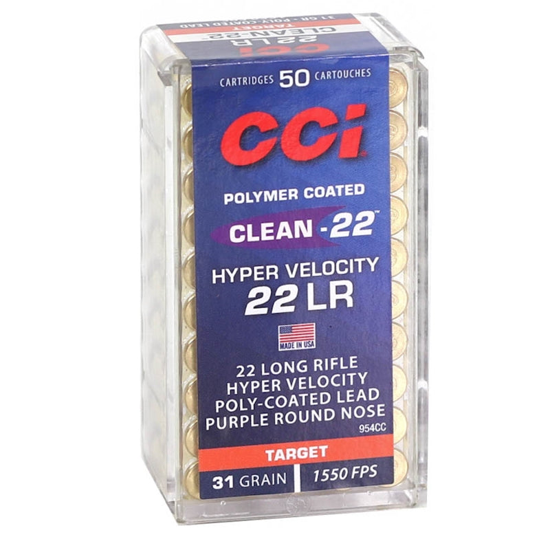 CCI Clean Hyper Velocity 22 Long Rifle Ammo 31 Grain Purple Round Nose