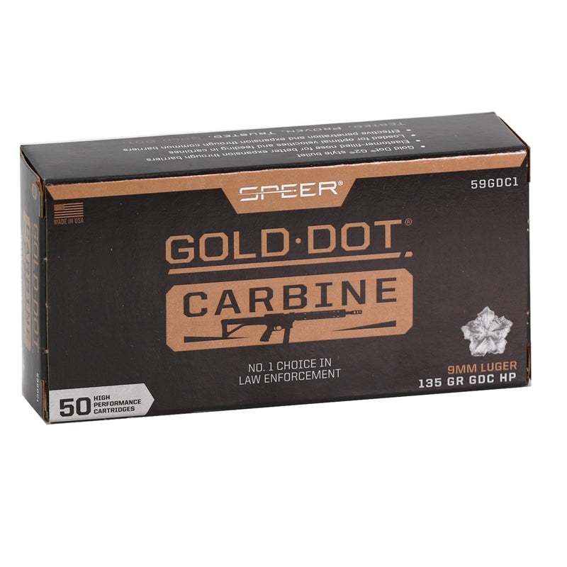 Speer Gold Dot G2 Carbine 9mm Luger Ammo 135 Grain Hollow Point