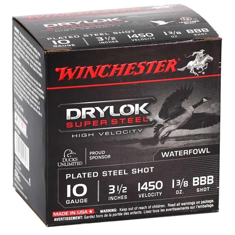 Winchester Drylock 10 Gauge Ammo 3.5" 1-3/8oz BBB Steel Shot