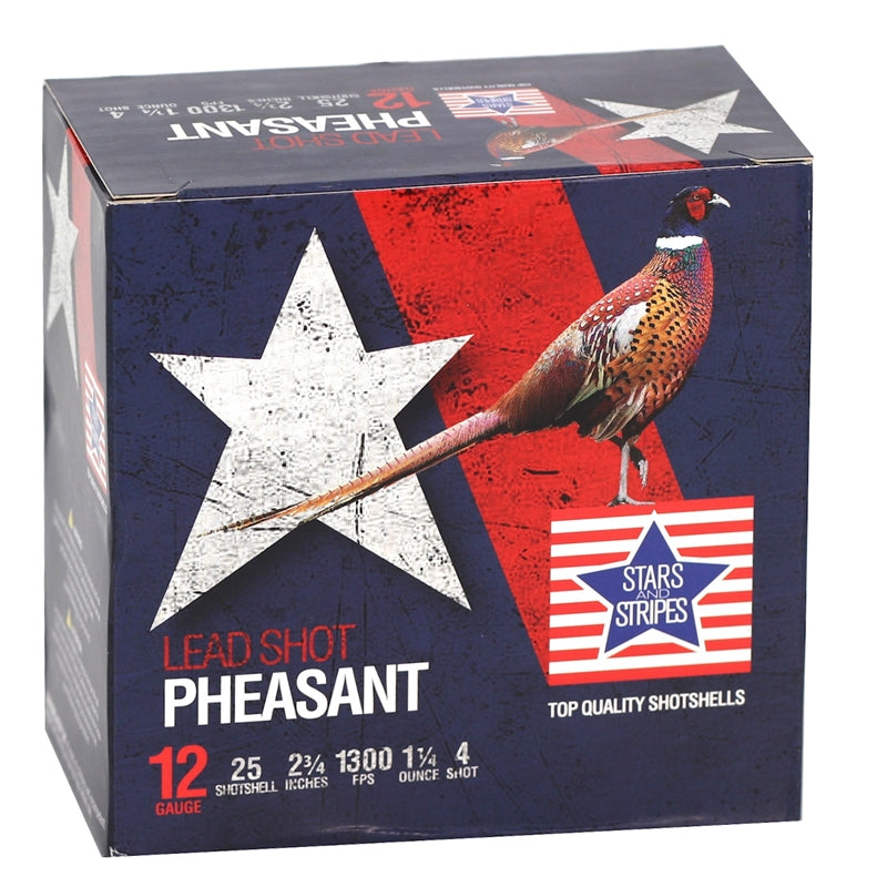 Stars and Stripes Pheasant 12 Gauge Ammo 2 3/4" 1 1/4 oz #4 Shot