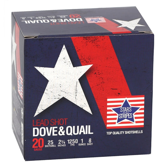 Stars and Stripes Dove & Quail 20 Gauge Ammo 2 3/4" 1 oz #8 Shot