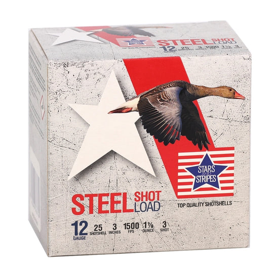 Stars and Stripes Steel Load 12 Gauge Ammo 3" 1 1/8 oz #3 Shot