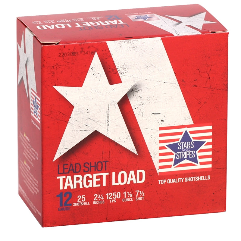 Stars and Stripes Target Loads 12 Gauge Ammo 2-3/4" 1-1/8oz. #7.5 Lead Shot