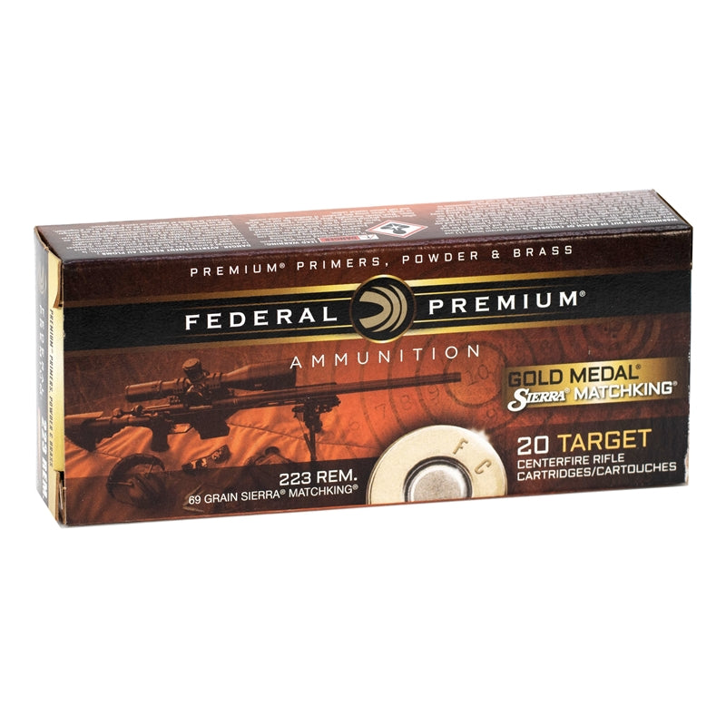 Federal Gold Medal 223 Remington Ammo 69 Grain Sierra MatchKing Hollow Point