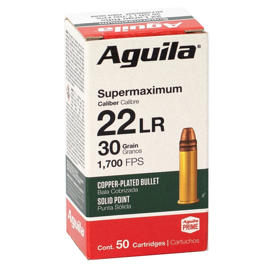 Aguila Supermaxium 22 Long Rifle Ammo 30 Grain CP Lead Solid