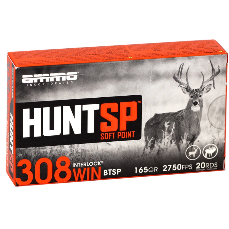 Ammo Inc Hunt SP 308 Winchester Ammo 165 Grain InterLock