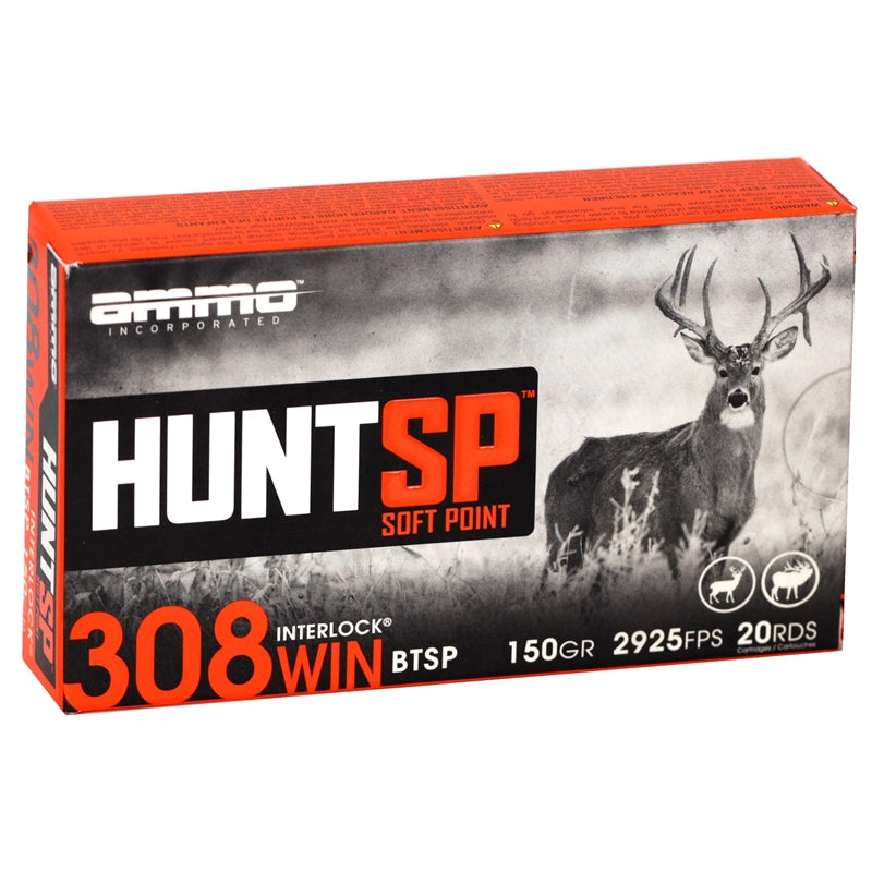 Ammo Inc Hunt SP 308 Winchester Ammo 150 Grain InterLock