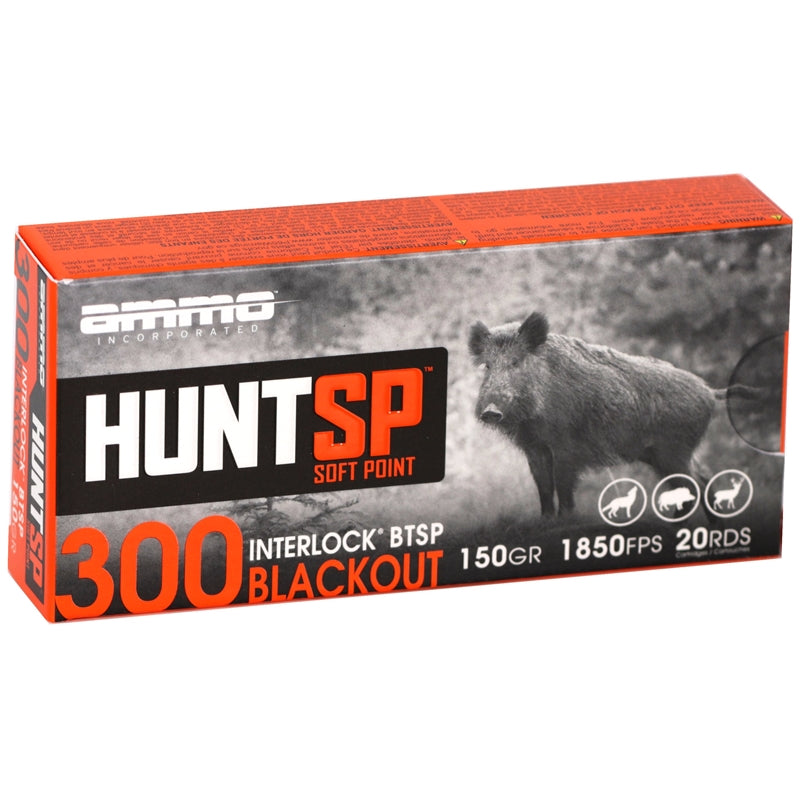 Ammo Inc Hunt SP 300 Blackout Ammo 150 Grain InterLock