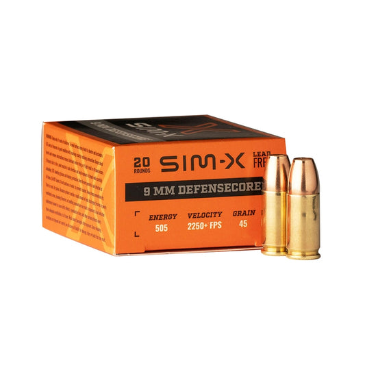 Sim-X Defensecore 9mm Ammo 45 Grain Lead Free Hollow Point - PN0945DC