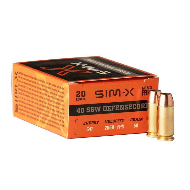 Sim-X Defensecore 40 S&W Ammo 58 Grain Lead Free Hollow Point - PN4058DC