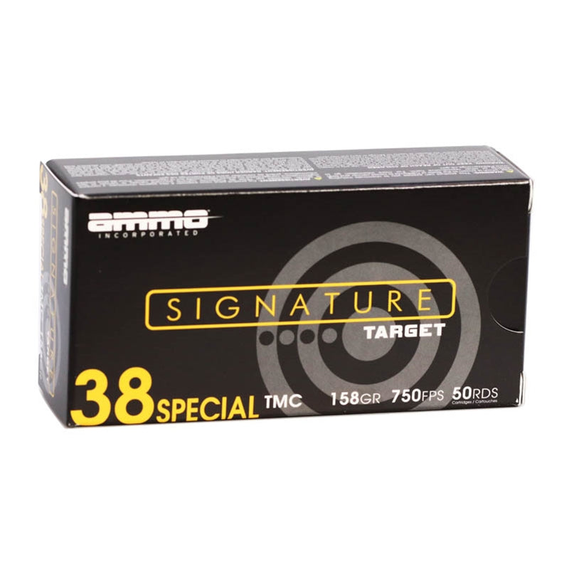 Ammo Inc Signature Target 38 Special Ammunition 158 Grain Total Metal Case - 38158TMC-A50