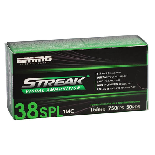 Ammo Inc Streak 38 Special Ammunition 158 Grain Total Metal Case - 38158TMC-STRK-GRN-50