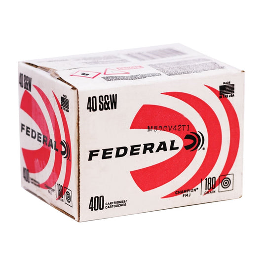 Federal Champion Training 40 S&W Ammunition 180 Grain Full Metal Jacket - C40180A400