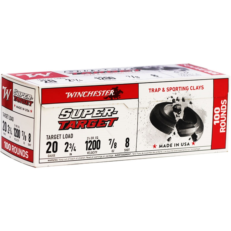 Winchester Super Target 20 Gauge Ammunition 2 3/4" 7/8oz. #8 Shot 100 Round Value Pack - TRGT208VP