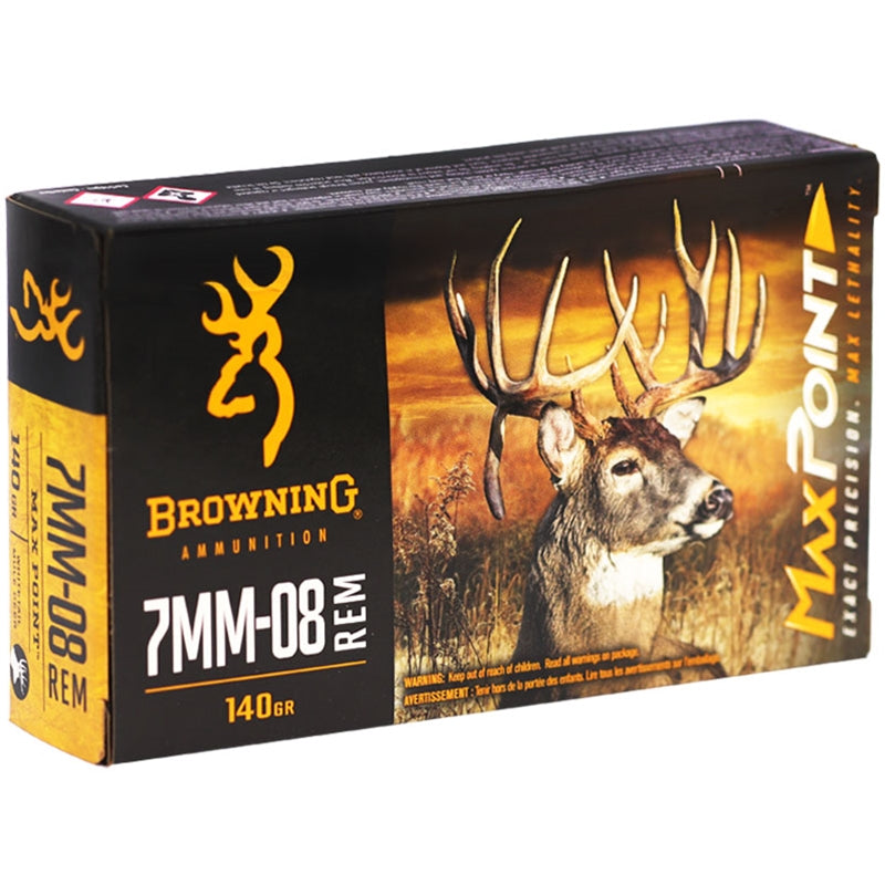 Browning Max Point 7mm-08 Remington Ammunition 140 Grain Polymer Tip - B192107082