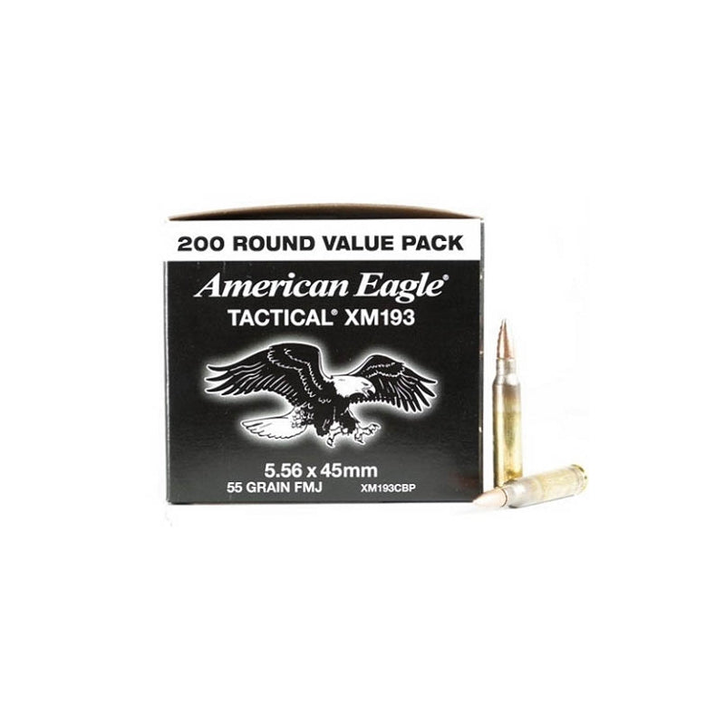 Federal American Eagle 5.56x45mm NATO XM193 Ammo 55 Grain Full Metal Jacket Boat Tail Value Pack