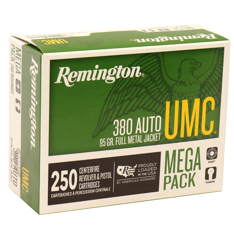 Remington UMC 380 ACP AUTO Ammo 95 Grain Full Metal Jacket Mega Pack