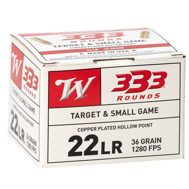 Winchester 22 Long Rifle 36 Grain Plated Lead Hollow Point 333 Round Box