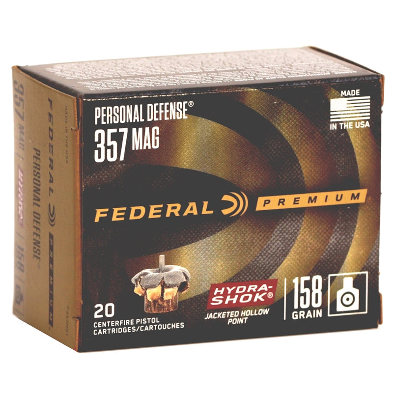 Federal 357 Magnum Ammo 158 Grain Hydra-Shok Jacketed Hollow Point