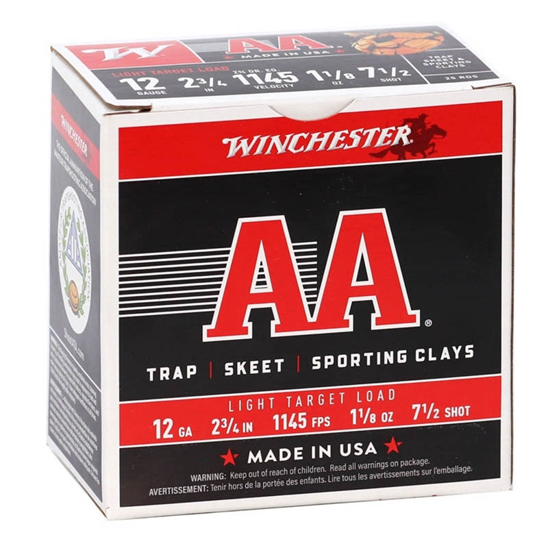 Winchester Limited Edition AA 12 Gauge Ammo 2 3/4"-1 1/8oz. #7.5 Shot AA Light Target Load 250 round case