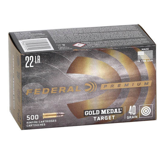 Federal Gold Medal Target 22 Long Rifle Ammo 40 Grain Solid Lead Round Nose