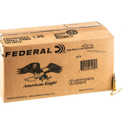 Federal American Eagle 5.56mm NATO Ammo 62 Grain Penetrator 1000 Rounds Bulk