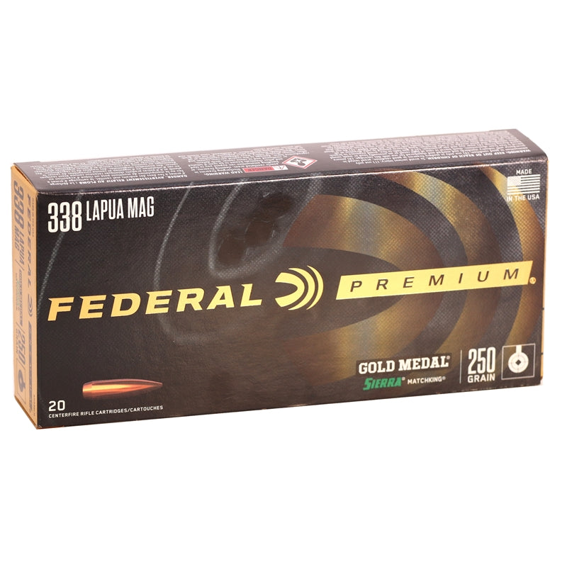 Federal Gold Medal 338 Lapua Magnum Ammo 250 Grain Sierra MatchKing Hollow Point