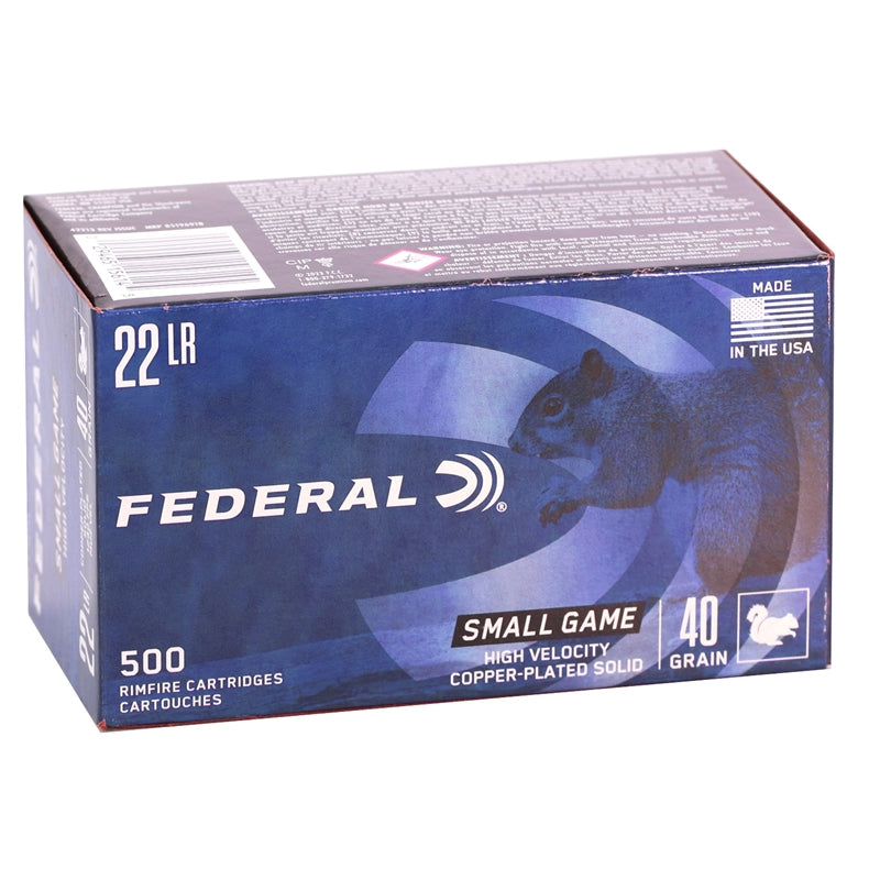 Federal Game Shok 22 Long Rifle Ammo 40 Grain Copper Plated Lead Round Nose