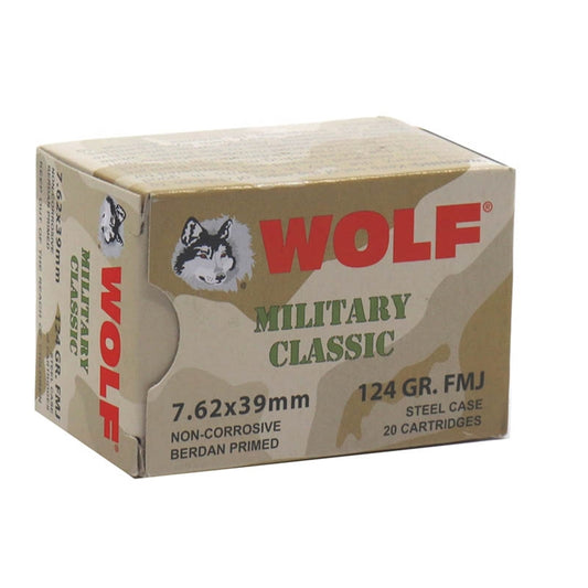 Wolf Military Classic 7.62x39mm Ammo 124 Gr FMJ Steel Case