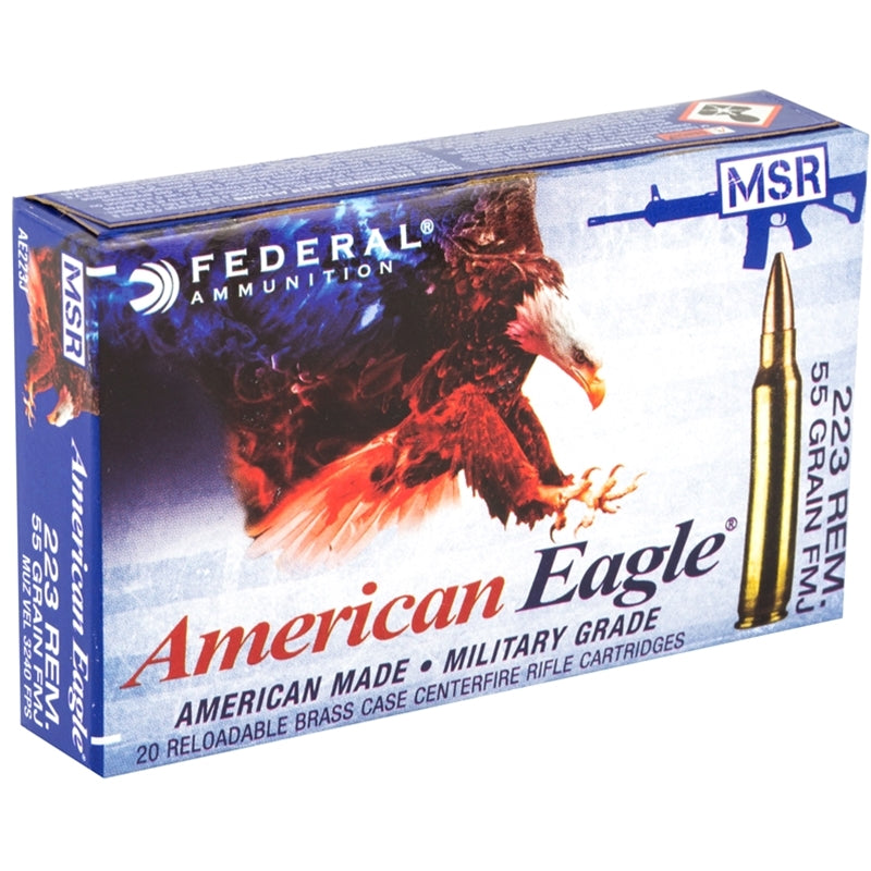 Federal American Eagle Tactical 223 Remington Ammo 55 Grain Full Metal Jacket