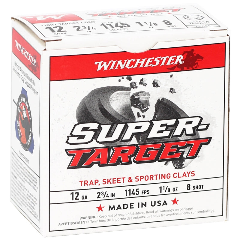 Winchester Super Target 12 Gauge Ammo 2 3/4" 1 1/8oz. #8 Shot