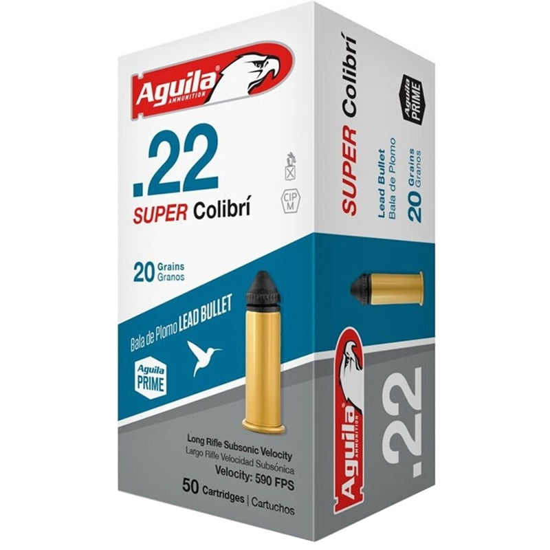 Aguila Super Colibri Ammo 22 Long Rifle 20 Grain Lead Solid Point