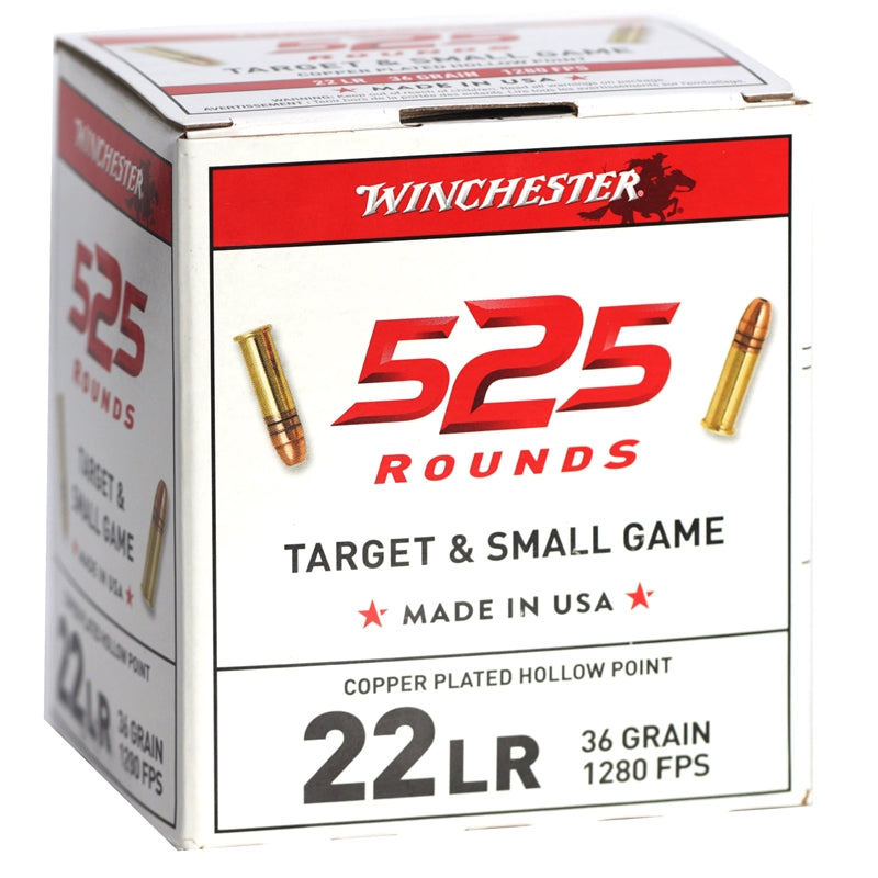 Winchester 22 Long Rifle 36 Grain Copper Plated Hollow Point 525 Rounds