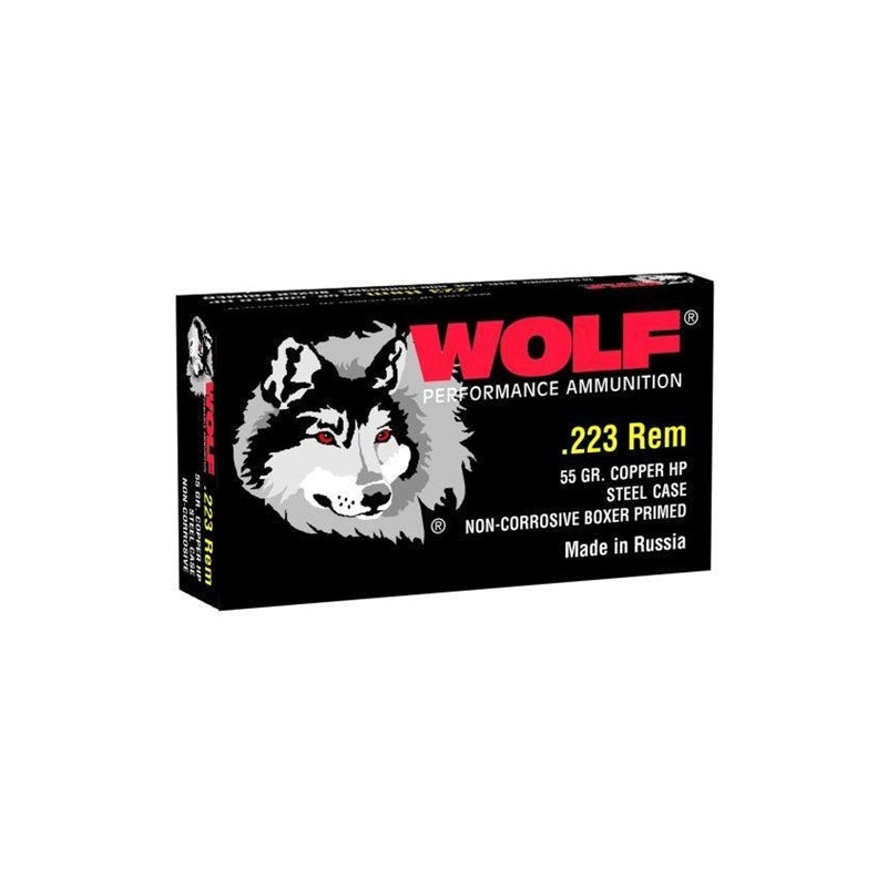 Wolf Polyformance 223 Remington Ammo 55 Grain JHP Steel Case Bulk