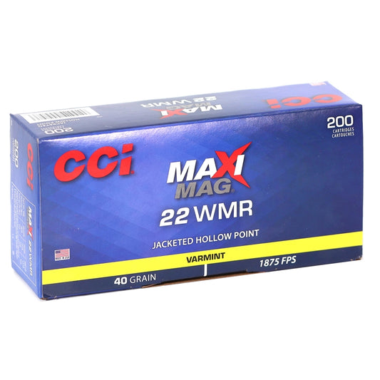 CCI Maxi-Mag 22 WMR Ammo 40 Grain Jacketed Hollow Point