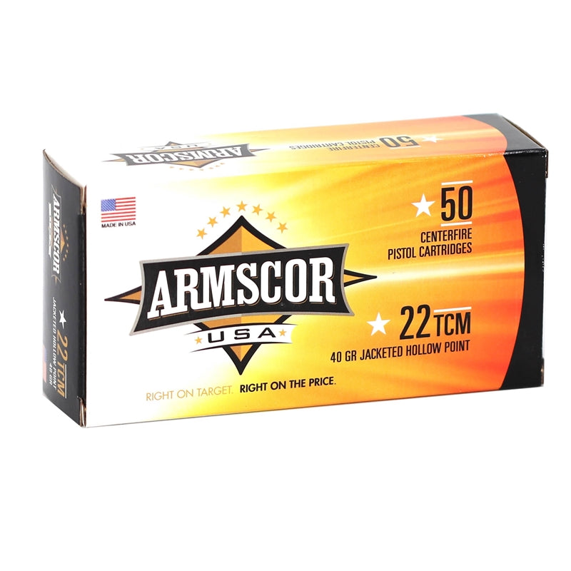 Armscor USA 22 TCM Ammo 40 Grain Jacketed Hollow Point