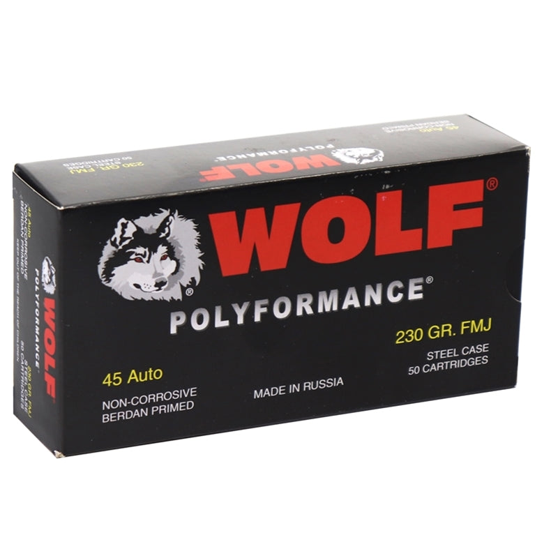 Wolf Polyformance 45 ACP AUTO Ammo 230 Grain FMJ Steel Case