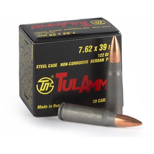 TulAmmo 7.62x39mm Ammo 122 Grain FMJ Steel Cased 1000 Rounds