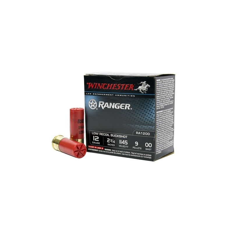 Winchester Ranger 12 Gauge 2 3/4" 00 Buckshot 9 Pellets 25 Rounds