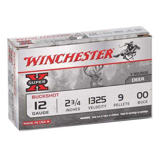 Winchester Super-X 12 Gauge Ammo 2-3/4" Buffered 00 Buckshot 9 Pellets